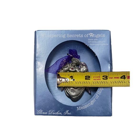 Gloria Duchin Pewter Swarovski Crystal Ornament Whispering Secrets Of Angel HOPE - Picture 8 of 9